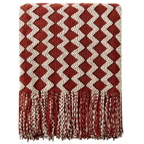 NTBAY Acrylic Knitted Throw Blanket, Lightweight and Soft Cozy Decorative Woven Blanket with Tassels for Travel, Couch, Bed, Sofa, 51x67 Inches, Red and White Striped