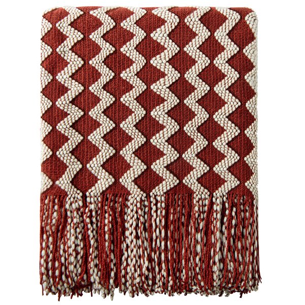 NTBAY Acrylic Knitted Throw Blanket, Lightweight and Soft Cozy Decorative Woven Blanket with Tassels for Travel, Couch, Bed, Sofa, 51x67 Inches, Red and White Striped