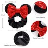 Mouse Ear Hair Scrunchies for Women, Sequins Hair Bow Scrunchies for Girls Velvet Mouse Ears Hair Ties for Ponytail Party Favors Cosplay Costume Cute Hair Accessories, Red Black