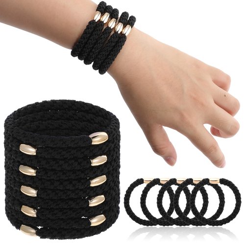 10 PCS Mini Hair Ties Thick Hair Black Fabric Black Hair Elastics No Damage Hair Rubber Bands Thick Ponytail Holders, Elastic Hair Ties for Thick Hair, Braided Hair Bands for Women Girls's Hair