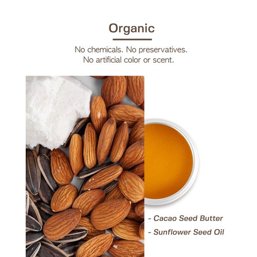 TOUN28 Organic Lip Balm 13g (L1 - Vanila), Contains Cacao Seed Butter & Sunflower Seed Oil , Allergen-free, Cruelty-free, Vegan