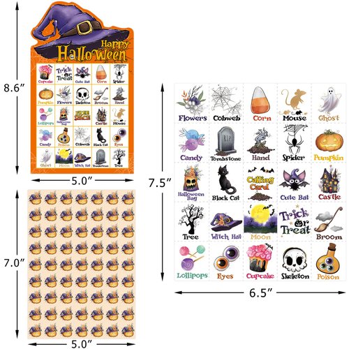 Fancy Land Halloween Bingo Game for Kids 24 Players Halloween Die-Cut Bingo Cards Party Favors Activity Supply