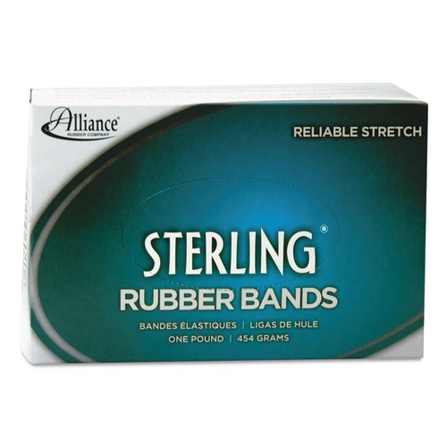 Alliance Rubber 24325 Sterling Rubber Bands Size #32, 1 lb Box Contains Approx. 950 Bands (3" x 1/8", Natural Crepe) Beige