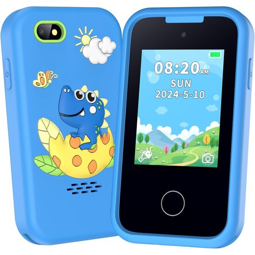 KAKTIN Kids Phone for Boy, Toddler Toy Phone Birthday Gifts Toys for 3 4 5 6 7 8 Years Old Kids Camera Phone with Dual Camera Music Player Puzzle Games