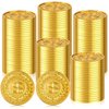 Hanaive 100 Pcs Plastic Gold Coins Fake Gold Coins Pirate Coins Golden Play Coins Spanish Doubloons St. Patrick's Toy Coins for Kids Pirate Party, Treasure Hunt Board Game and Party Favors(Classic)