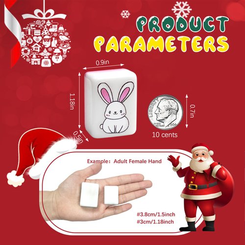 30mm Seaside Escape Game Blocks, Mahjong Tile Game Sets with 49 Tiles 30mm 12 Animals Pattern, Christmas Play with Kids.