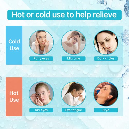 2 PCS Ice Eye Mask Reusable Hot Cold Therapy Gel Bead Eye Mask for Puffiness/Dark Circles/Eye Bags/Dry Eyes/Headaches/Migraines/Stress Relief,Cooling Eye Mask,Ice Pack for Eyes (Blue)