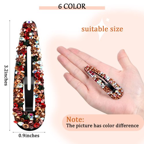 Chuangdi 12 Pieces Rhinestone Hair Clip, AB Crystal Metal Hair Clips, Crystal Hairpins Wedding Decorative Hair Clips Hair Accessories for Women Girls