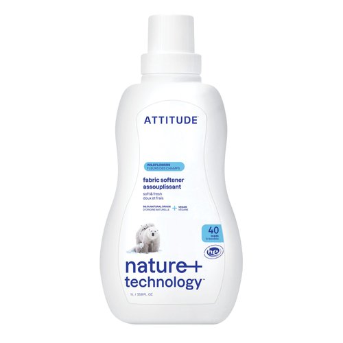 ATTITUDE Laundry Fabric Softener Liquid, Vegan and Naturally Derived Detergent, Plant Based, HE Washing Machine Compatible, Wildflowers, 40 Loads, 33.8 Fl Oz