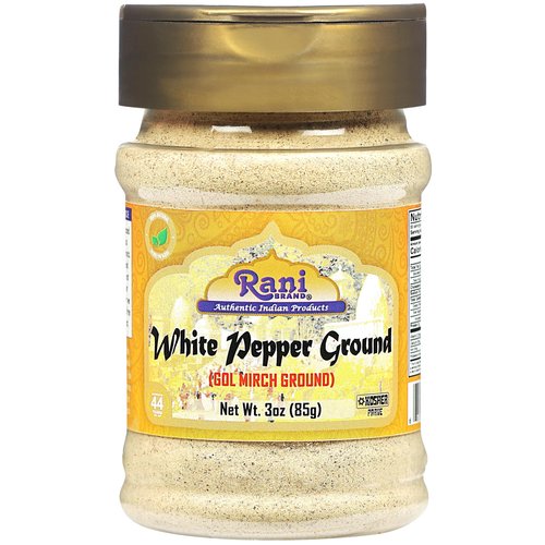Rani White Pepper (GOL Mirch), Ground Spice 3oz (85g) PET Jar ~ All Natural | Vegan | Gluten Friendly | Non-GMO | Kosher | Indian Origin
