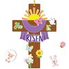 Haooryx 28 Pack Easter He is Risen Cross Craft Kit, Make Your Own Jesus Resurrection Cross Hanging Ornaments Thankful Craft for Church Sunday School Classroom Christian Easter Day Party Supply