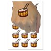Drum with Sticks Music Instrument Doodle Temporary Tattoo Water Resistant Fake Body Art Set Collection - 54 1" Tattoos (1 Sheet)