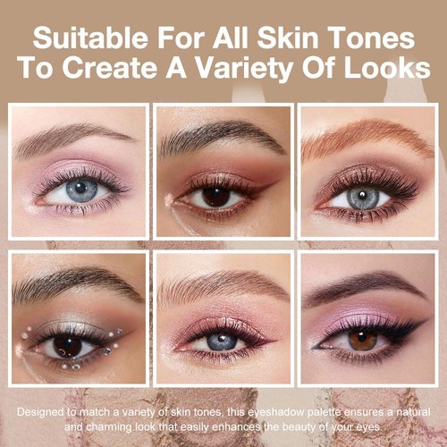 Kaely 6 Color Mini Eyeshadow Makeup Palette for Women Natural Look, Light Baby Pink Champagne Mink Mauve Pearl White Rose Shimmer Eye Shadow Palette Long Lasting Pigmented Built in Mirror Travel Size