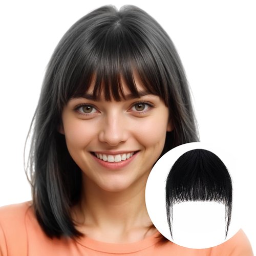 Tyqour Clip in Bangs Hair Clip Human Hair Fake Bangs Clip On Bangs Clip on Hair Extensions Wispy Bangs Fringe with Temples Hairpieces for Women Natural Curved Bangs for Daily Wear