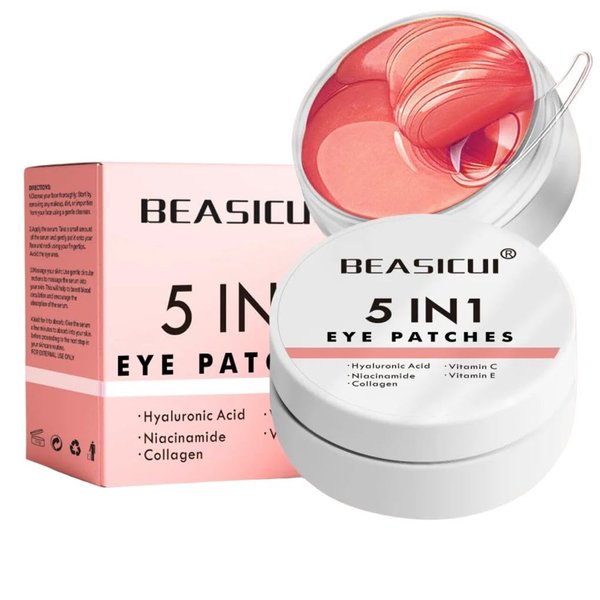 BEASICUI Under Eye Patches - 5 in 1 Under Eye Mask Hyaluronic Acid & Collagen,Under Eye Face Mask,Dark Circles and Puffy Eyes, Undereye Bags,Beauty & Personal Care products (Rose Scented 60 Pcs)