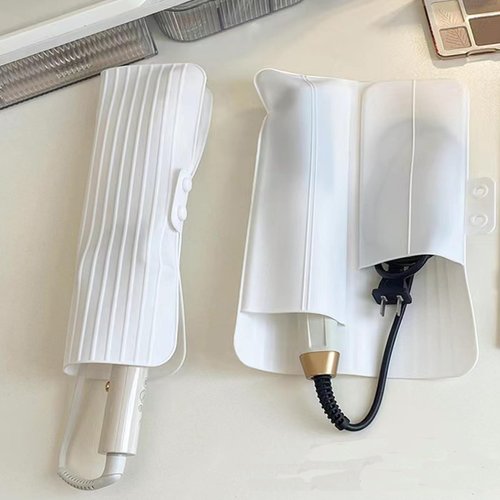 Heat Resistant Silicone Mat Travel Case Portable Travel Mat Cover for Hair Straightener, Flat Iron and Hot Hair Styling Tools (White)