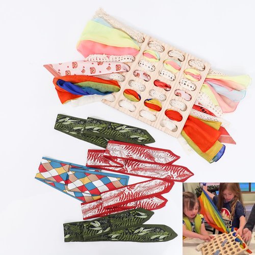 Eray Outdoor Open Ended Play Wooden Toys with Play Silks for Toddlers Kid Safe Weaving Board Crafts Birthday Gifts for Girls 3-6 7 8Years Old