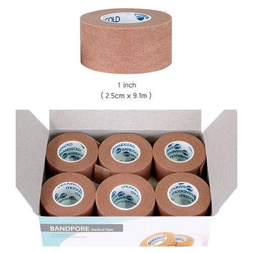 BANDPORE Micropore Medical Paper Tape Roll - 1" X 10yds (12 Rolls per Box)