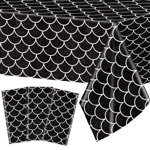 3 Pack Dragon Birthday Party Decoration Supplies Black Dragon Birthday Party Tablecloth Plastic Waterproof Dragon Table Cover for Dragon Theme Party Supplies Fantasy Party Decoration 54 x 108 Inch