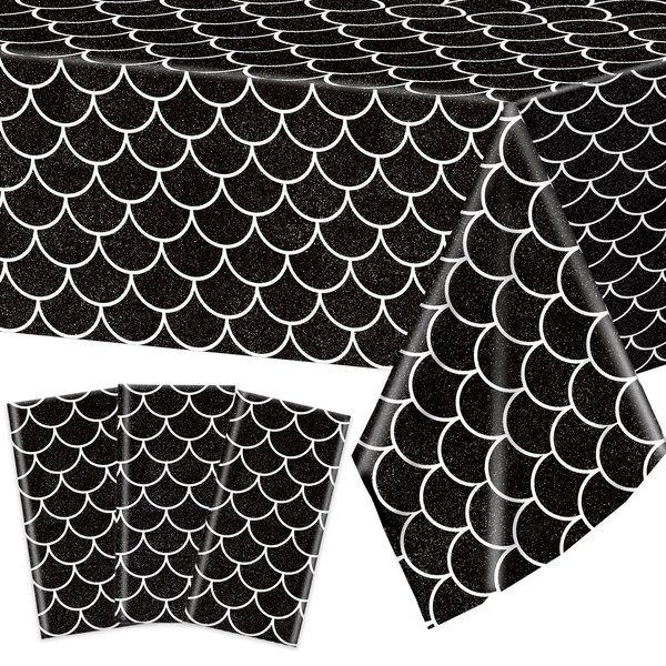 3 Pack Dragon Birthday Party Decoration Supplies Black Dragon Birthday Party Tablecloth Plastic Waterproof Dragon Table Cover for Dragon Theme Party Supplies Fantasy Party Decoration 54 x 108 Inch