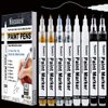 White Paint Pen, 8 Pack 0.7mm Acrylic Paint Pens with 2 White 2 Black 2 Gold 2 Silver Paint Pen Permanent Marker for Wood Rock Fabric Metal Plastic Ceramic Acrylic Paint Markers Extra Fine Tip
