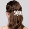 Mistofu DIY Copper Wire Metal Hand Woven Wedding Hair Accessories 3.93inch High-level design Barrettes Elegant Gifts for Women Girls (White gradient double flower)