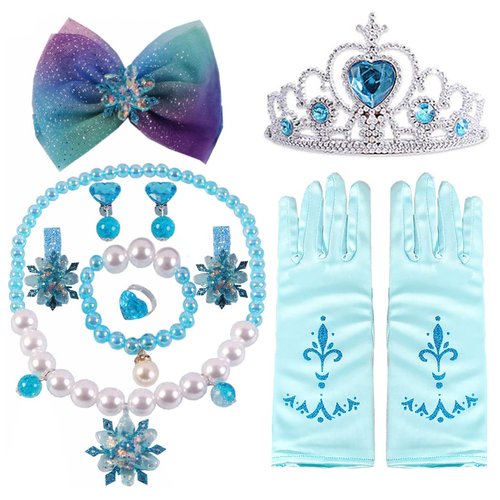 Girls Costume Accessories Princess Elsa Accessories for Girls Elsa Crown Gloves Halloween Christmas Party Favors for Kids
