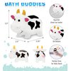 DolliBu Cow Bath Water Squirter Toy - Floating White Rubber Bath Toy, Cool Animal Squirting Bathtime Play Water Toy for Toddlers, Cute Farm Animal Bath Toys for Bathtub and Pool for Girls and Boys