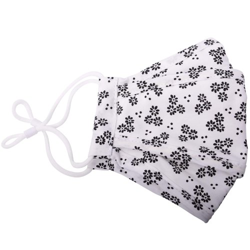 Washable Summer Cotton Face Mask Made in USA, A3F White Floral