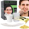 Nose and Ear Hair Waxing Kit - Hair Removal Set for Men and Women with 50g Wax Beads, 20 Applicators, 10 Paper Cups, and 10 Mustache Guards