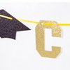Gexolenu Gold Class of 2024 Graduation Theme Party Decoration Banner, Congrats Grad Banner, Black Glitter Graduation Banner, 2024 Black Congratulations Grad Party Decorations