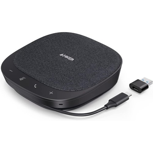 Anker PowerConf S330 USB Speakerphone, Conference Microphone for Home Office, Smart Voice Enhancement, Plug and Play, 360° Voice Coverage, Powerful Sound, Desktop PC Speaker, Online Meetings