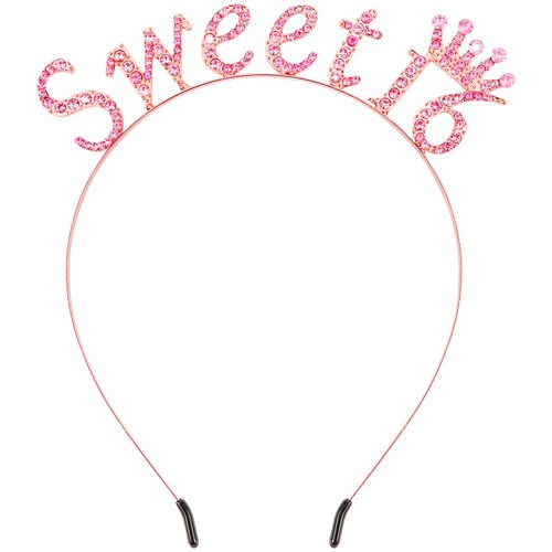 Atoden Sweet 16 Pink Princess Tiara Crown: Birthday & Party Decorations, Gift for Teen Girls