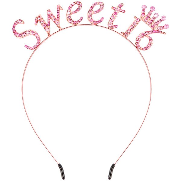 Atoden Sweet 16 Pink Princess Tiara Crown: Birthday & Party Decorations, Gift for Teen Girls