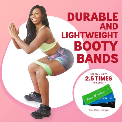 Nicole Steen's Buns of Steen Booty Bands Resistance Loops Exercise Bands Workout Equipment Glute Bands Resistance Band Set of 3 for Glute and Leg Exercise