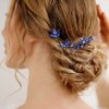 Yean Blue Crystal Wedding Hair Comb Silver Hair Piece Set Rhinestone Bridal Hair Accessories for Women and Girls(3 Pcs) (Silver)