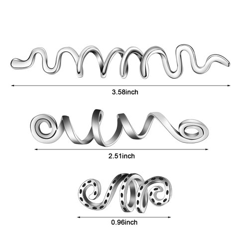 12 Pcs Braid Hair Accessories Celtic Hair Jewelry Alloy Dreadlock Accessories Loc Jewelry Hair Braid Coil Jewel Hair Cuffs Snake Hair Clips for Women (Silver, Vintage Style)