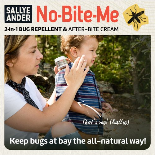 Sallye Ander No-Bite-Me - Repels Mosquitoes, Fleas, and Ticks - 2 oz - Organic Bug Repellent for Skin
