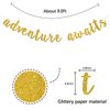 Adventure Awaits Banner, Wedding Engagement Party Bunting Decor, Congrats Grad, Birthday Retirement Sign Graduation Party Decorations Gold Glitter