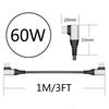 Maixbomr 90 Degree USB C to USB C Cable 1M/3FT, Right Angle 60W PD Type C Fast Charging & Data Transmission Nylon Braided Cable, for Type C Devices Laptop/Tablet/Cell Phone(Gray)