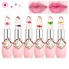 Btspring Clear Flower Jelly Lipstick, 6 Packs Nutritious Moisturizer Lip Balm Temperature Color Change Lipstick Matte Long Lasting Lip Gloss (Pink)