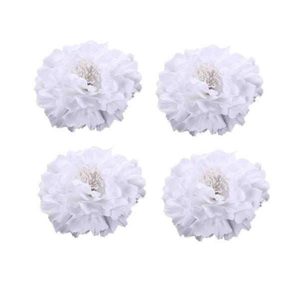 Koolgil Women's 4Pcs Bohemia Peony Flowers Hairpin Hair Clip Flower Brooch for Travel Party Festivals (White)
