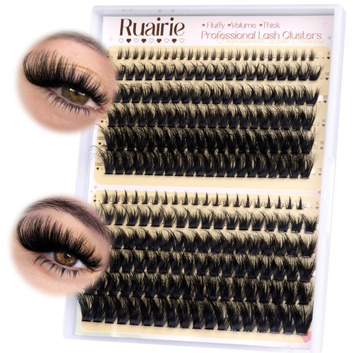 Ruairie Lash Clusters with Bottom Lashes Fluffy Eyelash Clusters Eyelash Extensions 100D/150D Volume Individual Lashes Extension 235PCS 10-18MM D Curl Thick Cluster Lash with Bottom Lashes Cluster