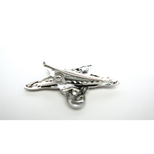 Small silver hammered metal star alligator hair claw clip clamp fine hair