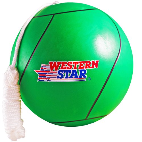 Western Star Tetherball Game Set - Soft-Touch Tether Ball with Durable Attached Rope - Indoor, Outdoor, 5 Colors - Easy Attach & Play - A Classic Family Outdoor Game for Kids (Green Ball with Rope)