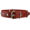 Genuine 1" Wide Thick Leather Studded Dog Collar. Fits 14"-17" Neck, Medium Breeds.