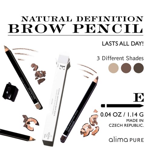 Alima Pure | Natural Definition Brow Pencil | Eyebrow Pencil | With Jojoba Oil | Eyebrow Makeup | Mineral Makeup | Brunette,.04 oz / 1.14 g