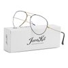 JOVAKIT Aviator Clear Lens Glasses for Women Men Non-prescription Eyeglasses Blue Light Blocking Lens Metal Frame (Black/Gold)