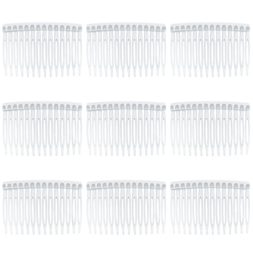 9 Pcs French Combs For Hair 14 Teeth Plastic Hair Side Combs Vintage Transparent Twist French Vintage Style Hair Clips Pins Hair Styling Comb For Women Girls Bridal Wedding (Transparent)