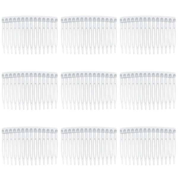9 Pcs French Combs For Hair 14 Teeth Plastic Hair Side Combs Vintage Transparent Twist French Vintage Style Hair Clips Pins Hair Styling Comb For Women Girls Bridal Wedding (Transparent)